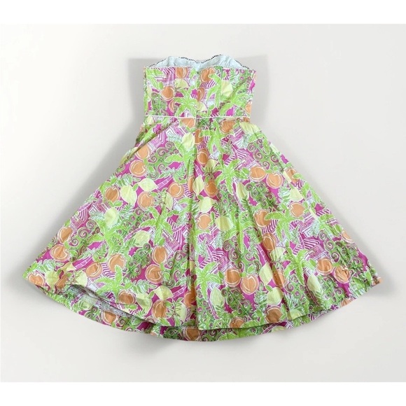 Lilly Pulitzer Lemon Green Pink Crochet Strapless dress Cocktail Party - Picture 12 of 12